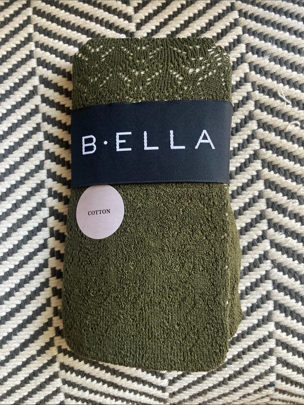 Cotton Crochet Tights Tall Olive Green B.ella Codori Italian Hosiery Fall Cozy T